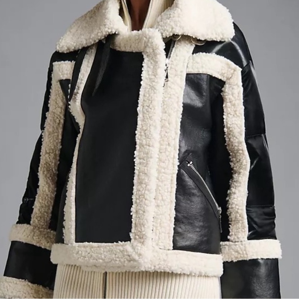 NVLT Faux Leather Sherpa Moto Jacket